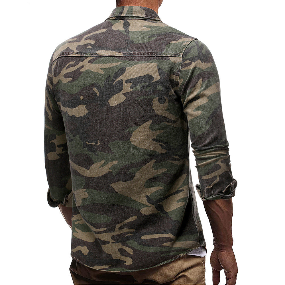 Long sleeve camouflage denim jacket