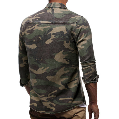 Long sleeve camouflage denim jacket