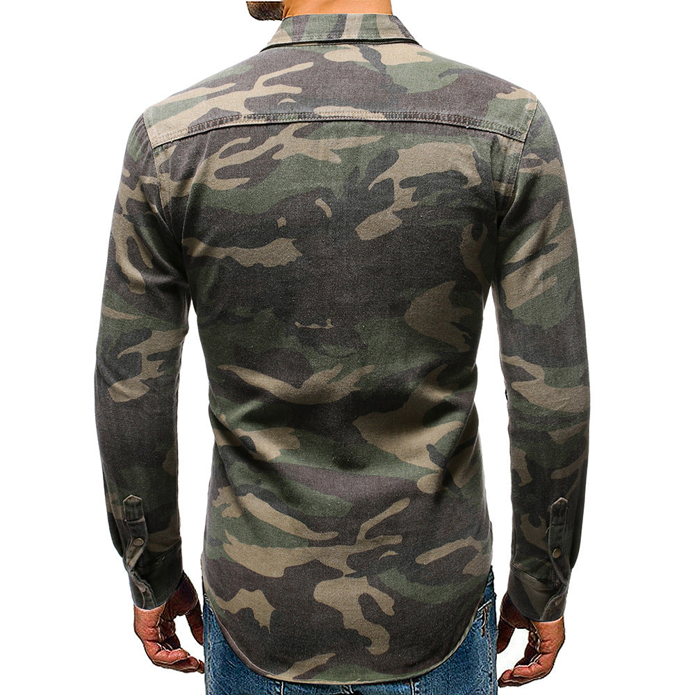 Long sleeve camouflage denim jacket