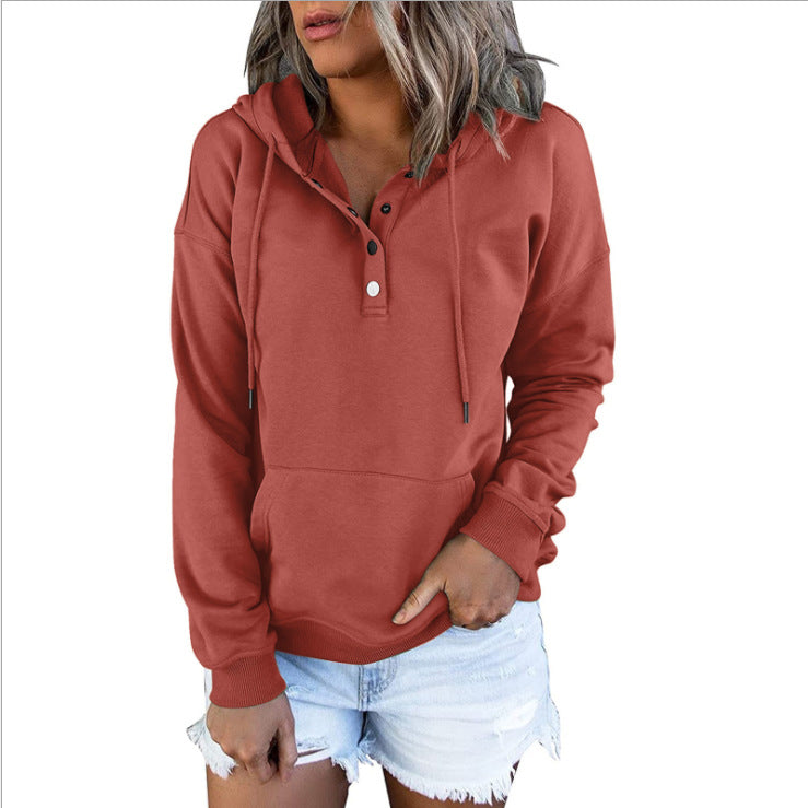 Women's Long-sleeved Hooded Front Eyelet Sweater