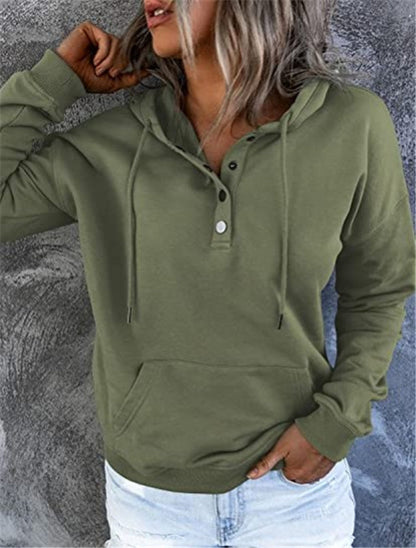 Women's Long-sleeved Hooded Front Eyelet Sweater