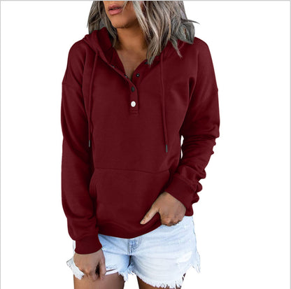 Women's Long-sleeved Hooded Front Eyelet Sweater