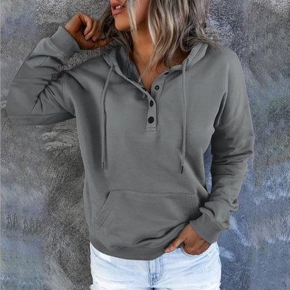 Women's Long-sleeved Hooded Front Eyelet Sweater