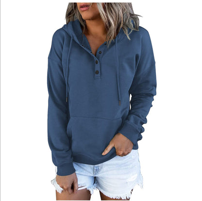 Women's Long-sleeved Hooded Front Eyelet Sweater