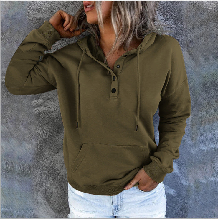 Women's Long-sleeved Hooded Front Eyelet Sweater